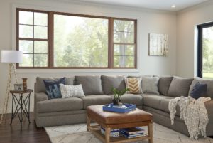 Living room with large window.