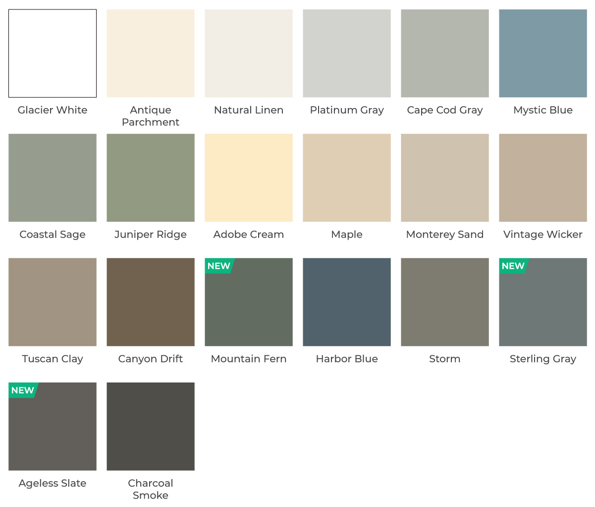 vinyl siding color options